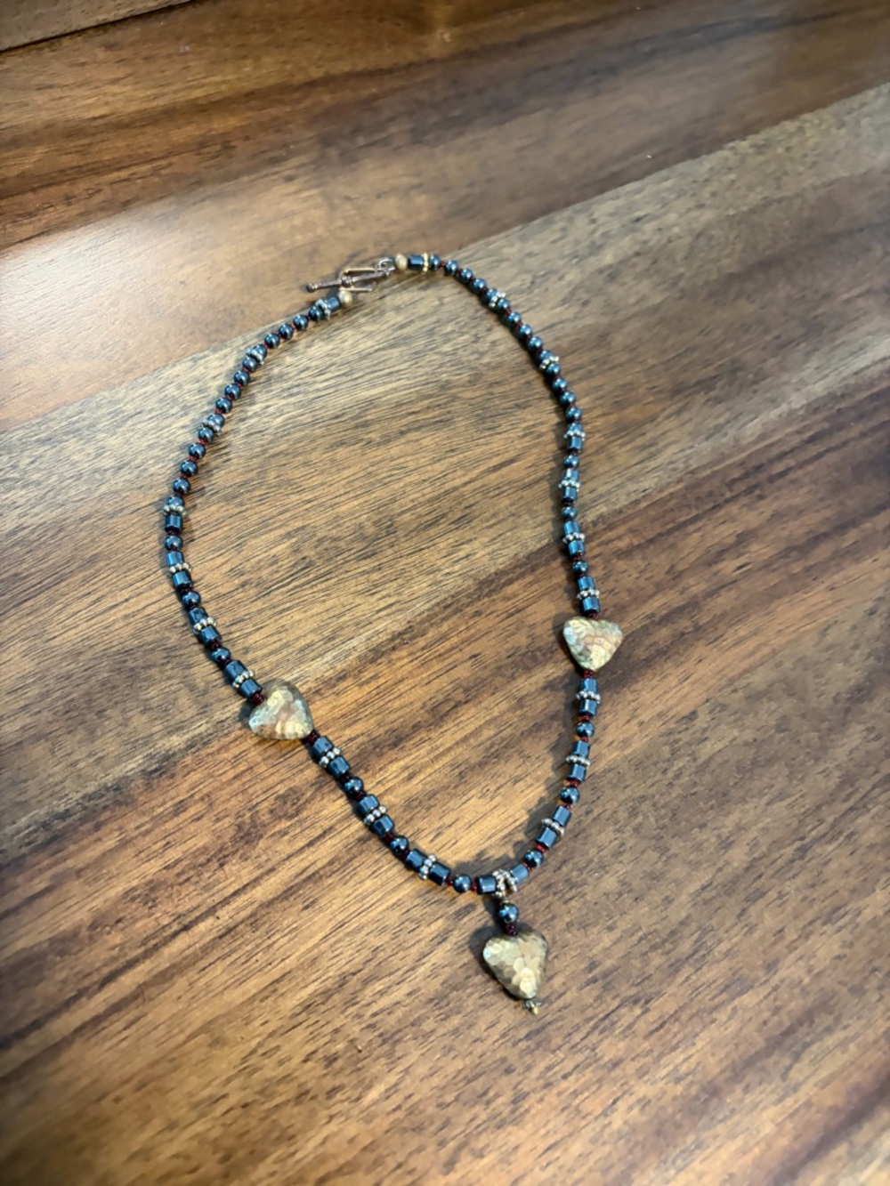 Gold Heart Beaded Necklace - Women's Jewelry